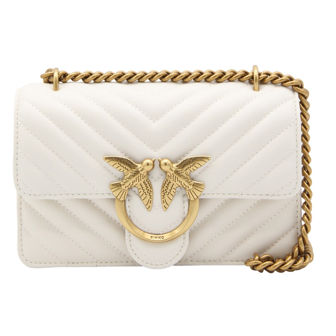 Pinko Chevron-Pattern Quilted Bag With Gold-Tone Clasp
