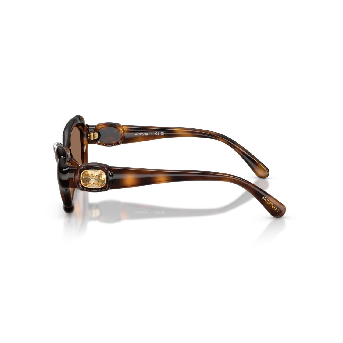 Swarovski 0Sk6050 Tortoiseshell Cat-Eye Sunglasses With Gold Emblem