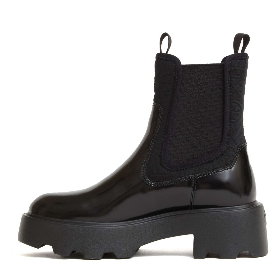 Tory Burch Black Leather Ankle Boots With Neoprene Inserts