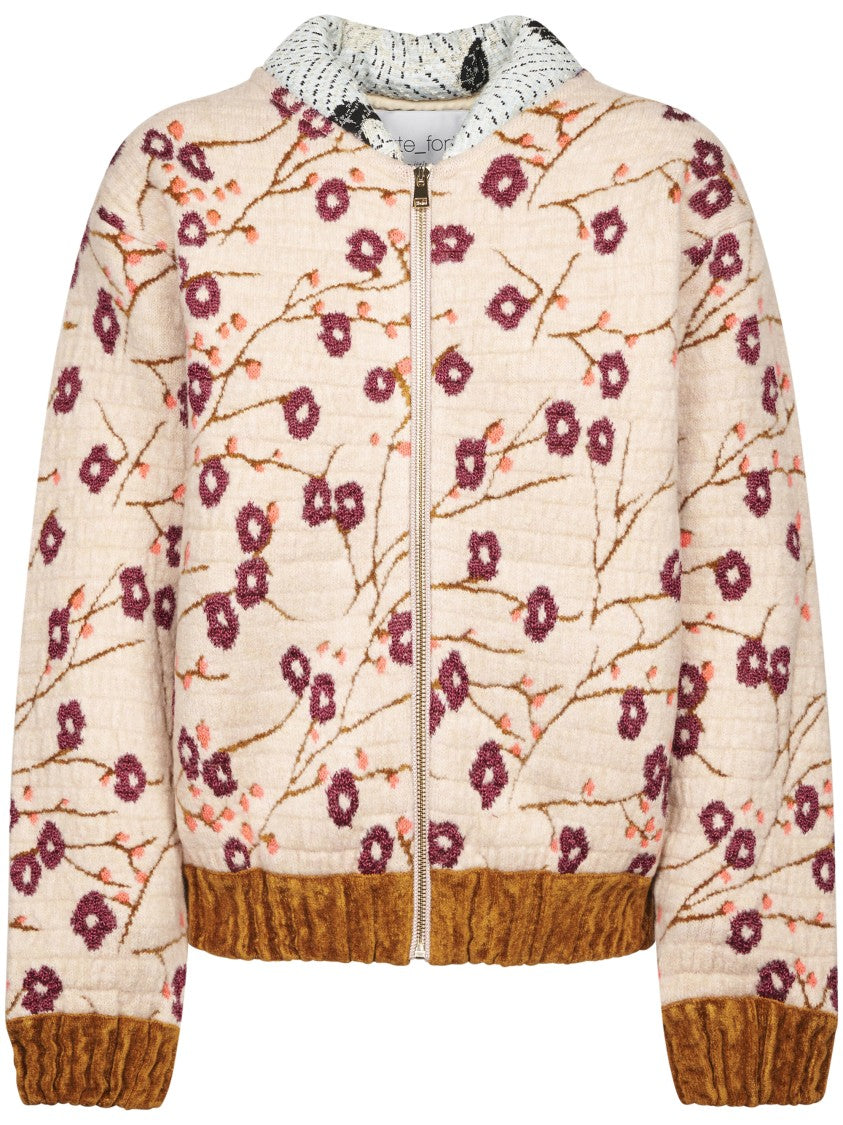 Forte Forte Quilted Floral Embroidered Jacket With Ribbed Details