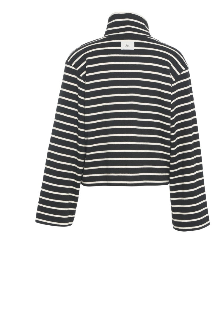 8Pm High-Neck Oversized Dolcevita T-Shirt With Contrasting Stripes