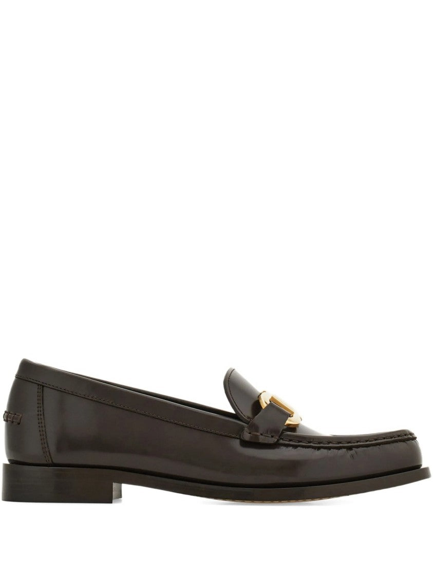 Salvatore Ferragamo Brown Maryan 2 Polished Leather Loafers