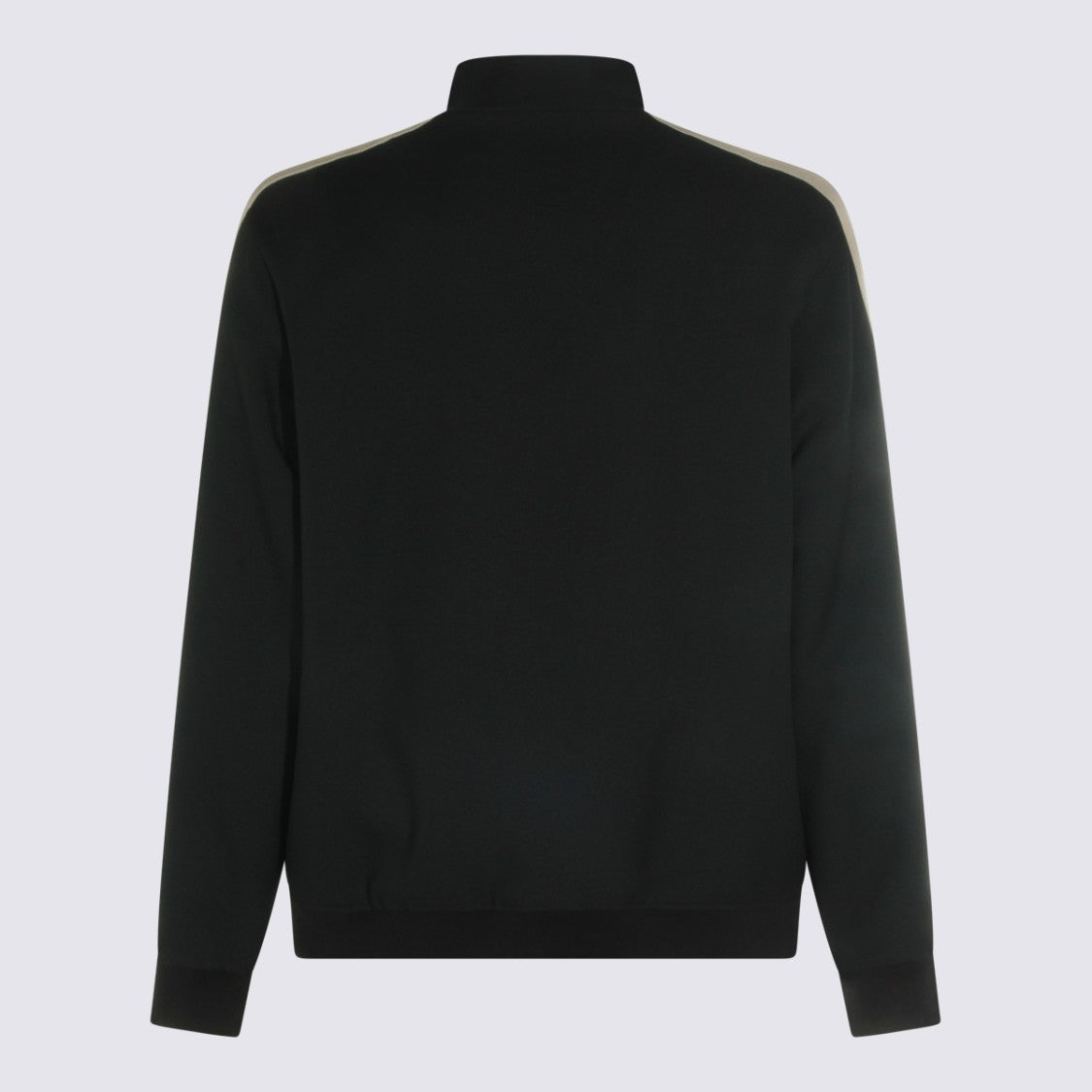 Valentino High Collar Black Knit Sweatshirt With Beige Stripes