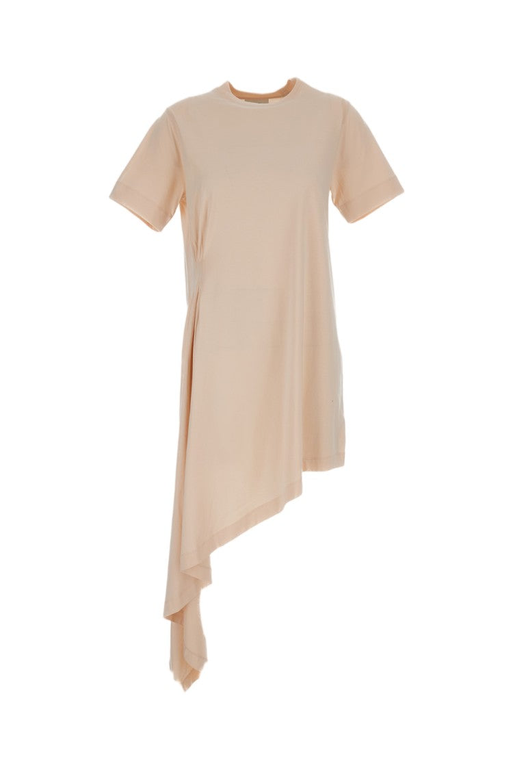 Loulou De Saison Asymmetric Pleated Dress In Soft Cream Pink