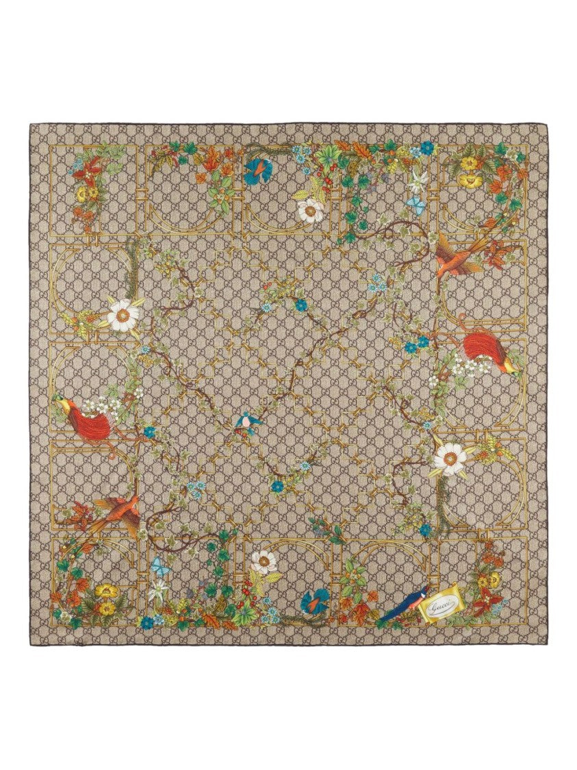 Gucci Animal Floral Silk Scarf