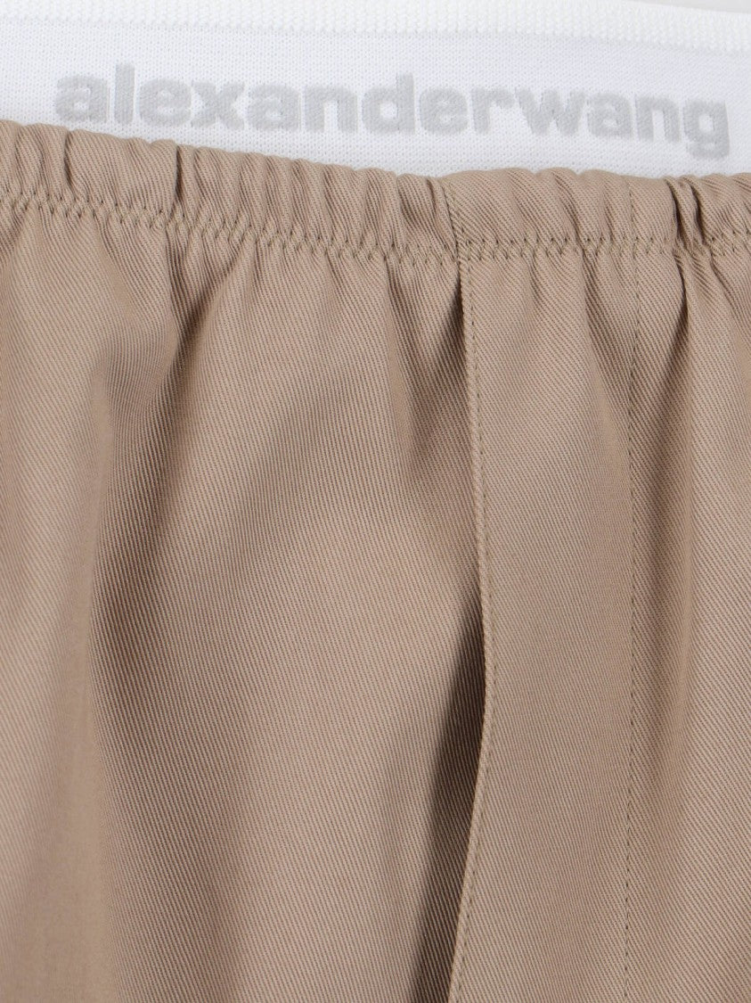 Alexander Wang Cotton Trousers, Taupe, Mid-Rise