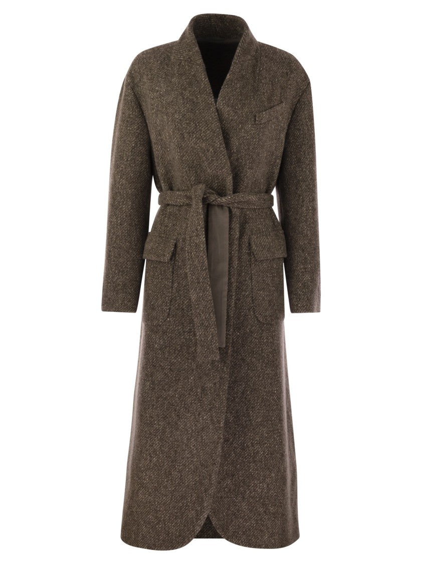 Brunello Cucinelli Wool And Cashmere Diagonal Mélange Coat
