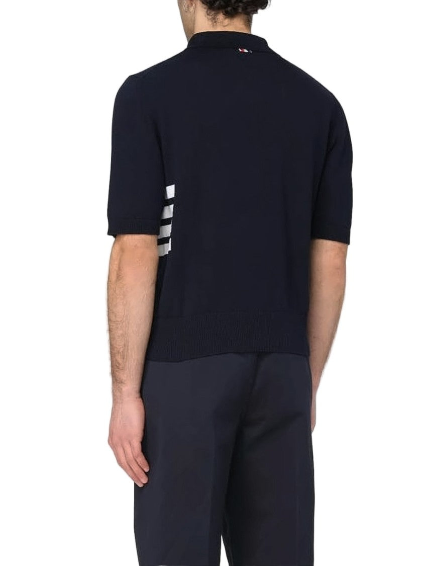 Thom Browne Short-Sleeved Polo Shirt With Contrasting Stripes