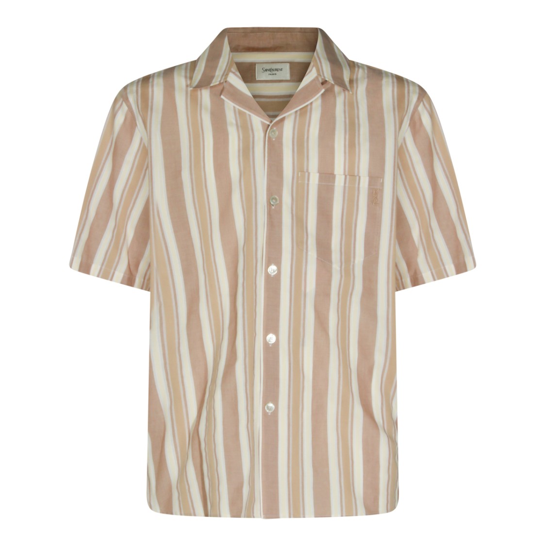 Saint Laurent Beige Cotton Striped Casual Shirt