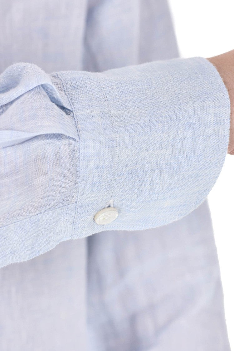 Finamore Ustica Open Collar Pure Linen Shirt