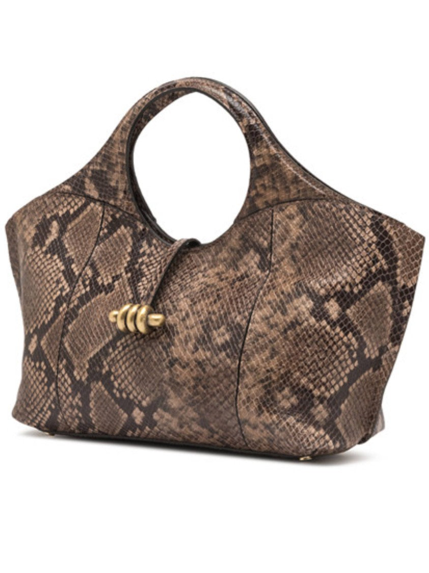 Gianni Chiarini Structured Brown Snakeskin Shoulder Bag With Circular Handle