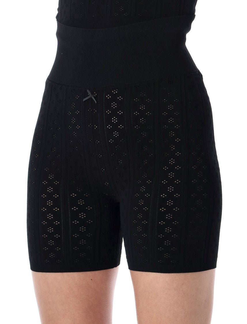 J. W. Anderson Pointelle Knit Shorts With Bow-Embellished Waistband