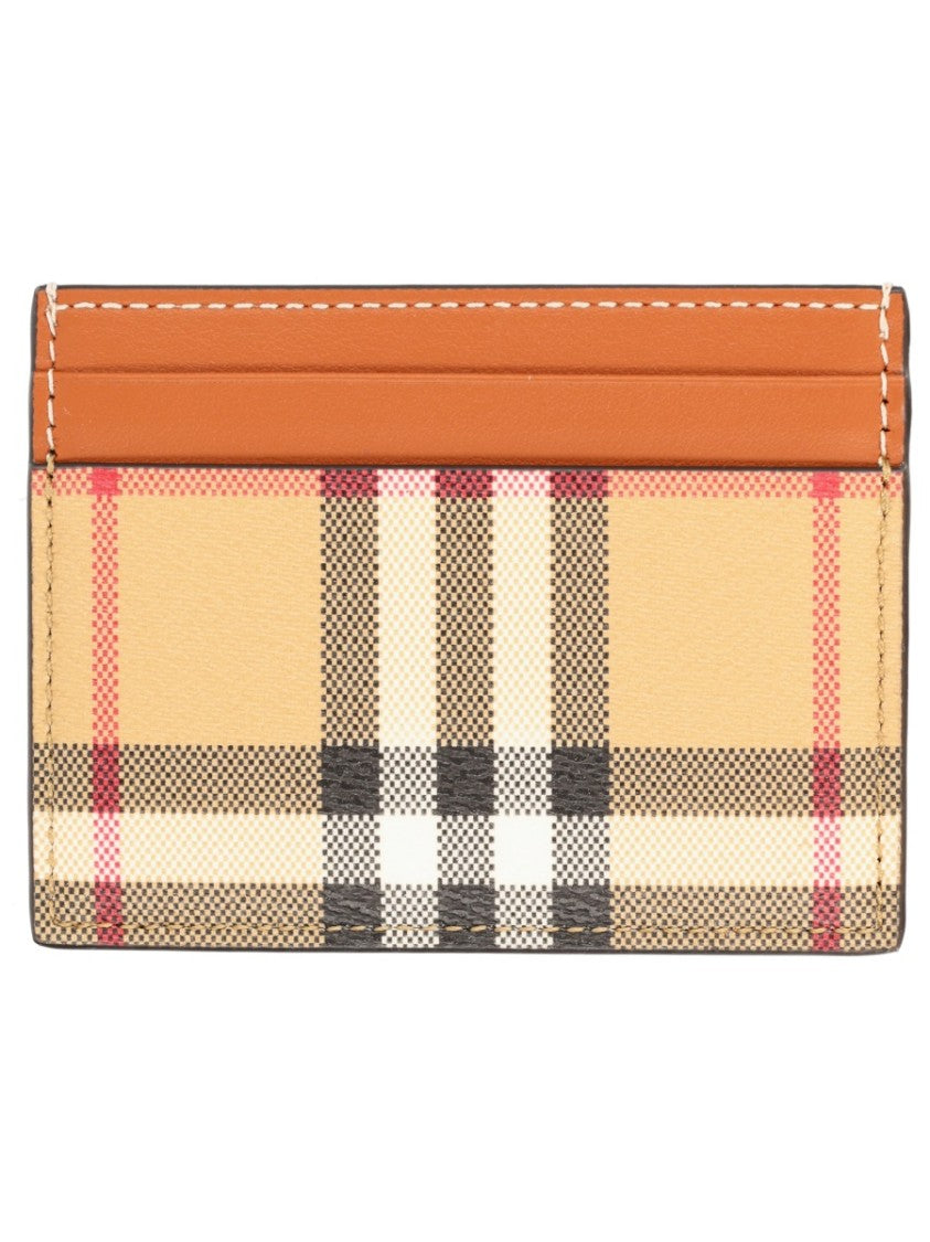 Burberry Check Polyurethane Leather Trim Card Holder