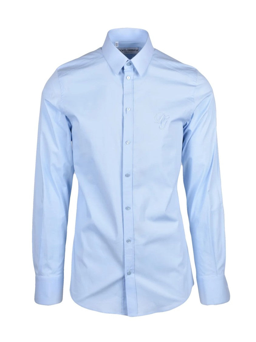 Dolce & Gabbana Light Blue Tailored Stretch Cotton Shirt