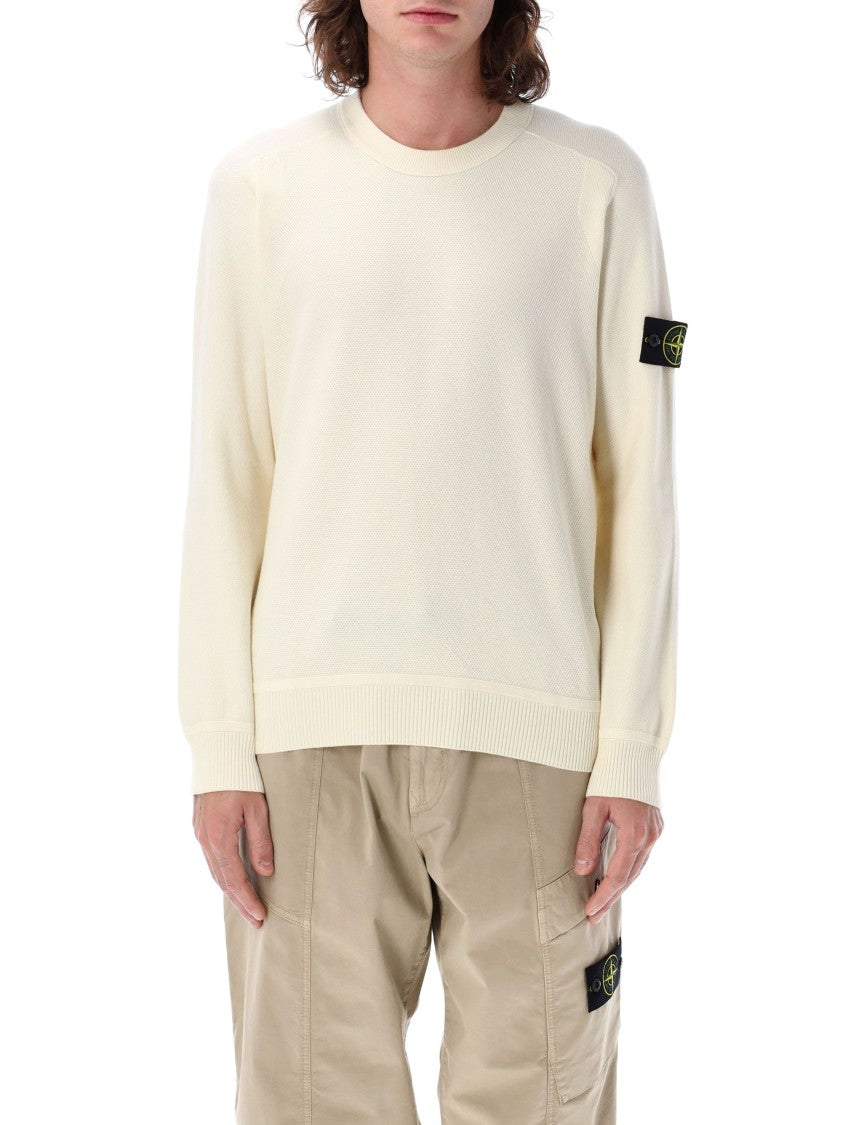 Stone Island Ribbed Cotton Crewneck With Signature Patch