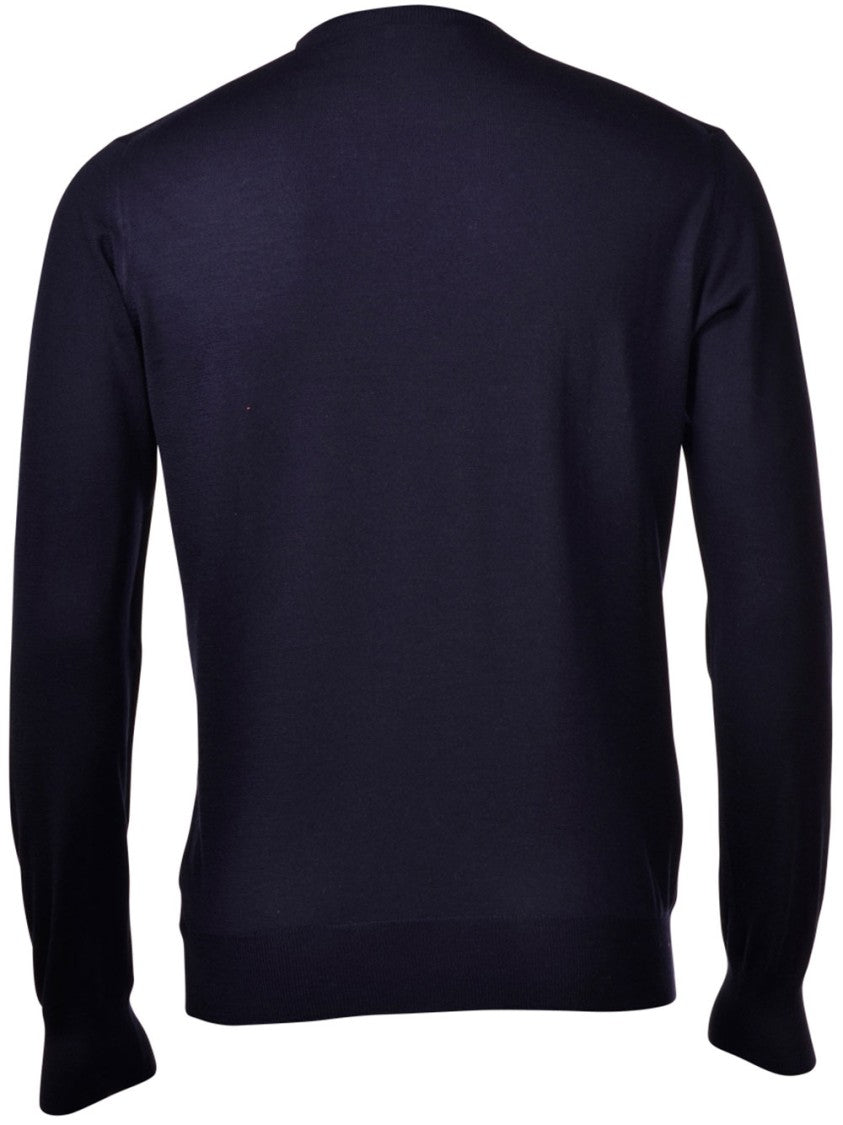 Gran Sasso Paricollo Rich Blue Fine-Knit Wool Sweater