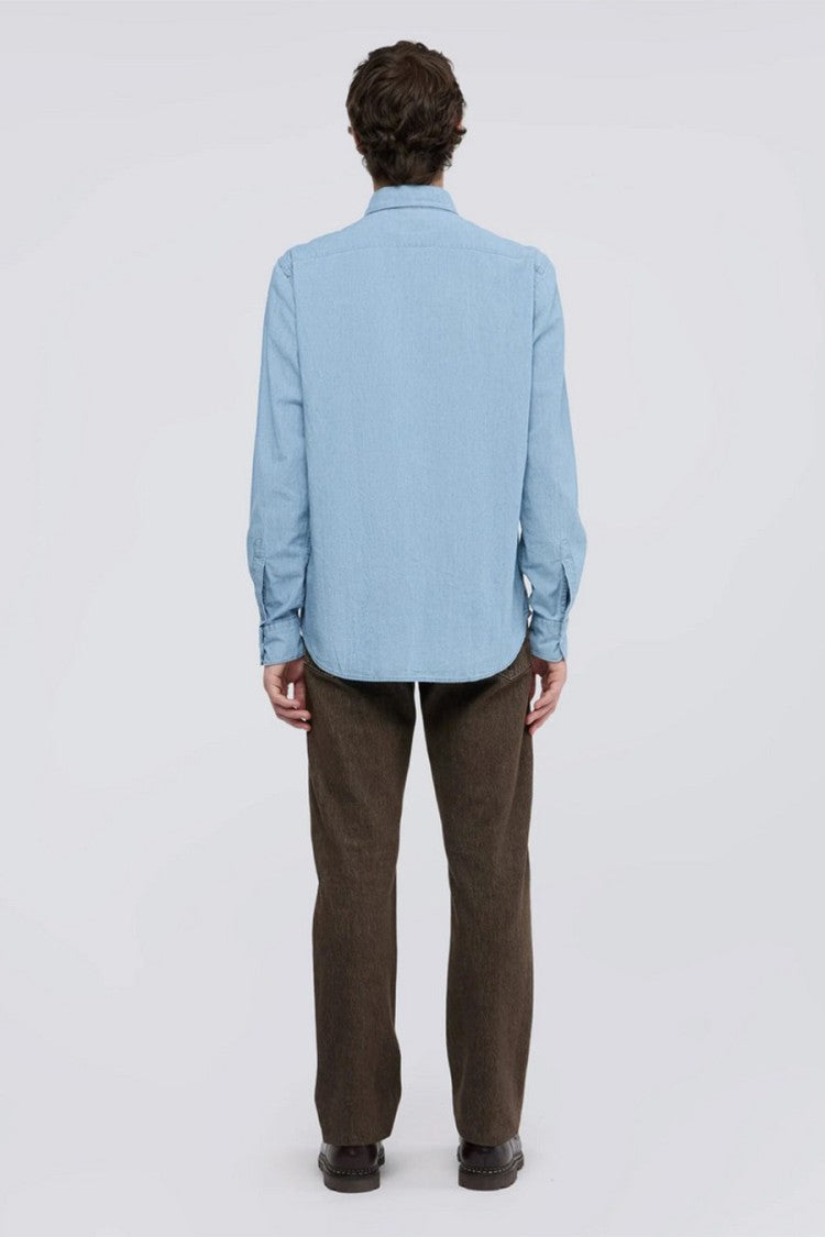 Aspesi Light Blue Sedici Denim-Look Cotton Shirt