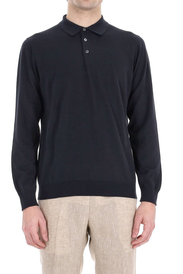Drumohr Lightweight Cotton Long Sleeve Polo