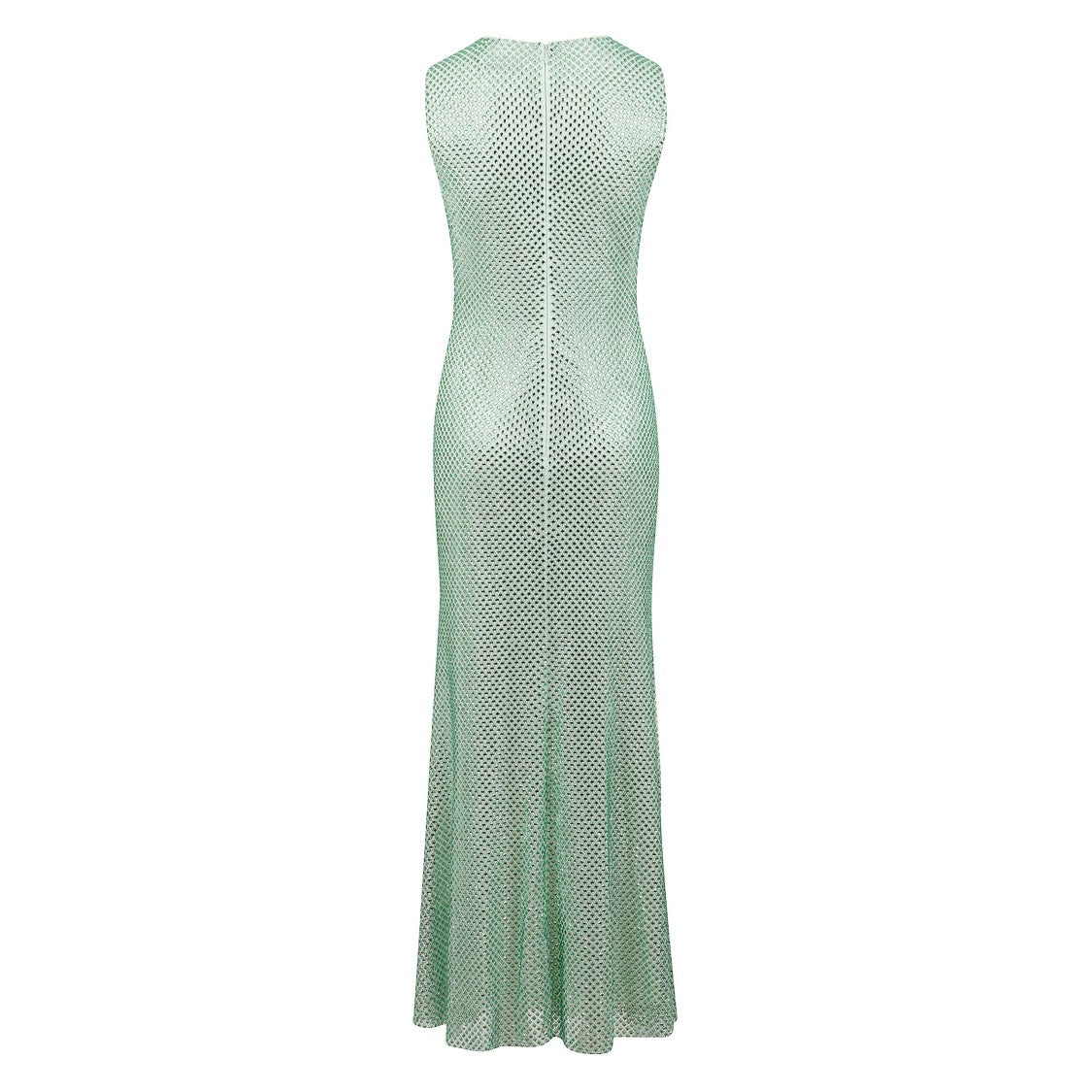 Self-Portrait Sleeveless Mint Mesh Maxi Dress With Rhinestone Accents