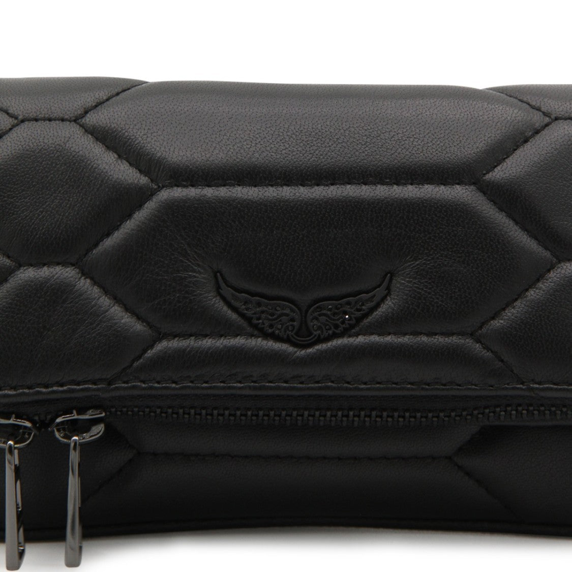 Zadig & Voltaire Rock Nano Xl Mat Scale Black Leather Shoulder Bag