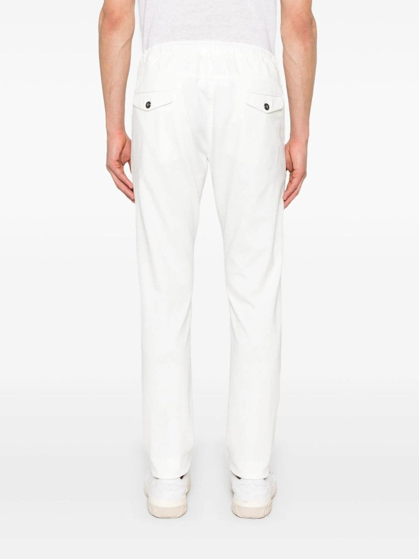 Eleventy White Relaxed Fit Minimalist Drawstring Pants
