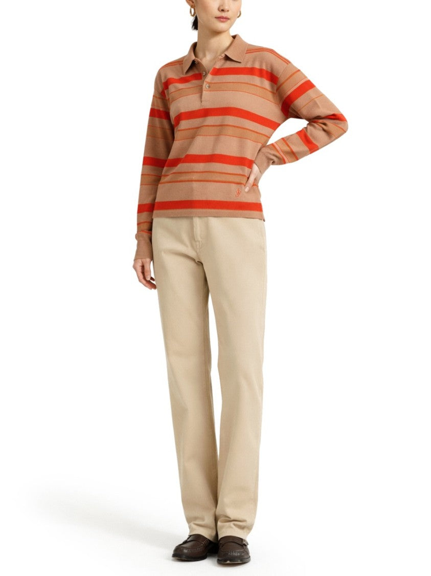 J. W. Anderson Striped Long-Sleeve Polo Shirt With Classic Collar And Ribbed Cuffs