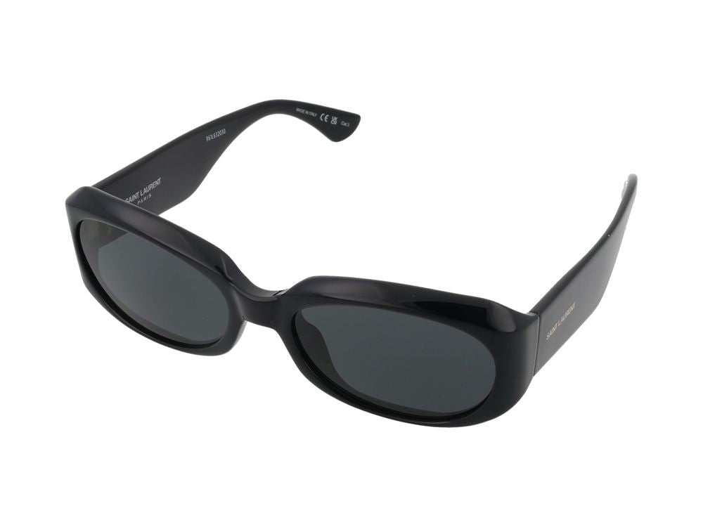 Saint Laurent Oversized Glossy Black Rectangular Sunglasses