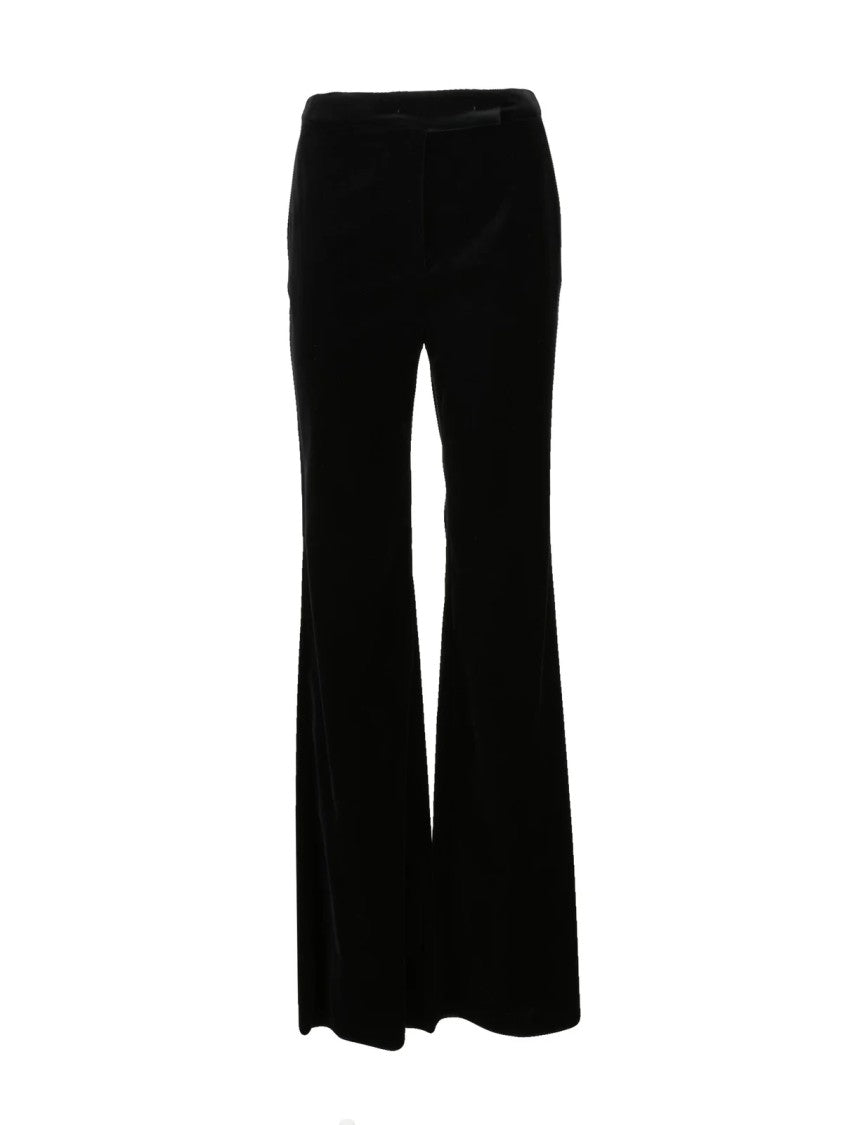 Max Mara Flared Black Trousers With Smooth Waistband And Stretch Composition