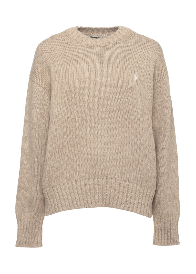 Polo Ralph Lauren Beige Pony Crewneck Cotton Sweater