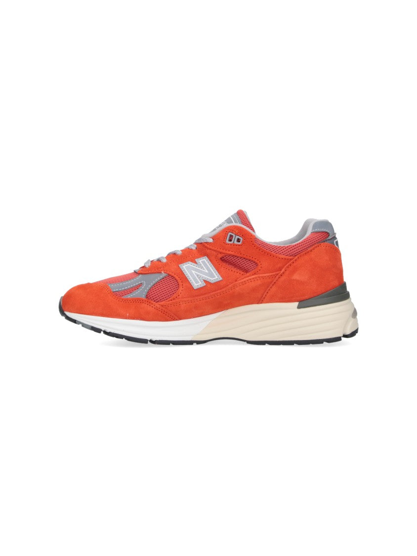 New Balance Orange Suede Mesh Grey Accent Sneakers