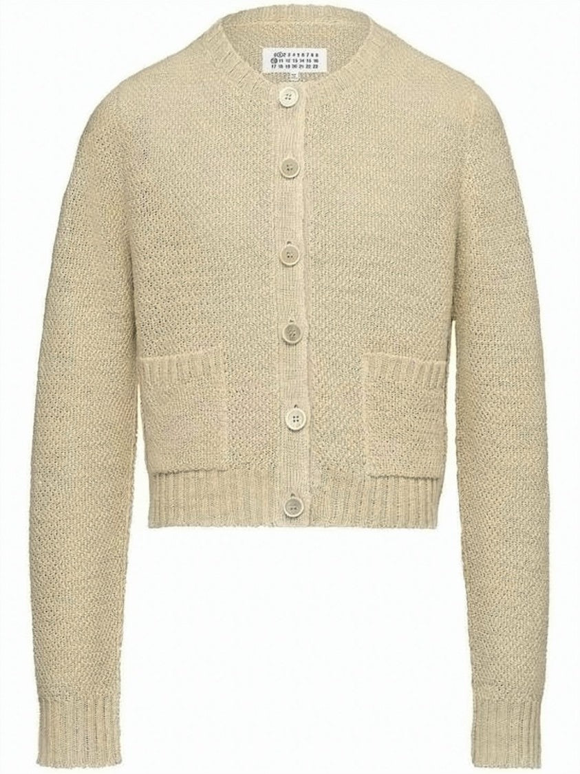 Maison Margiela Cropped Textured Knit Cardigan With Button-Down Front