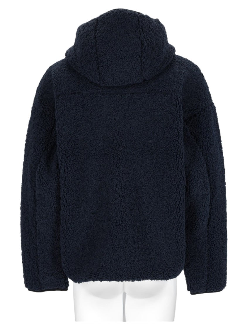Diesel Black Plush Hooded Polyester Sports Jacket