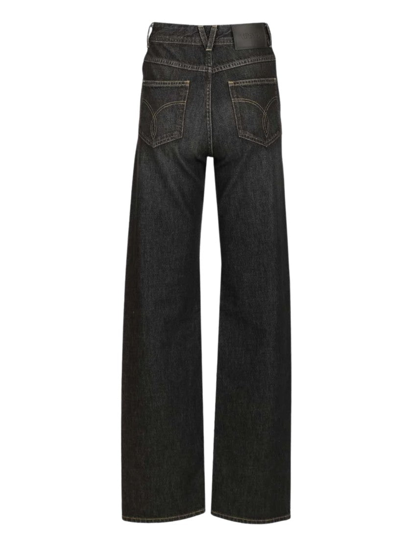 Versace Black Studs Crystals Denim Jeans