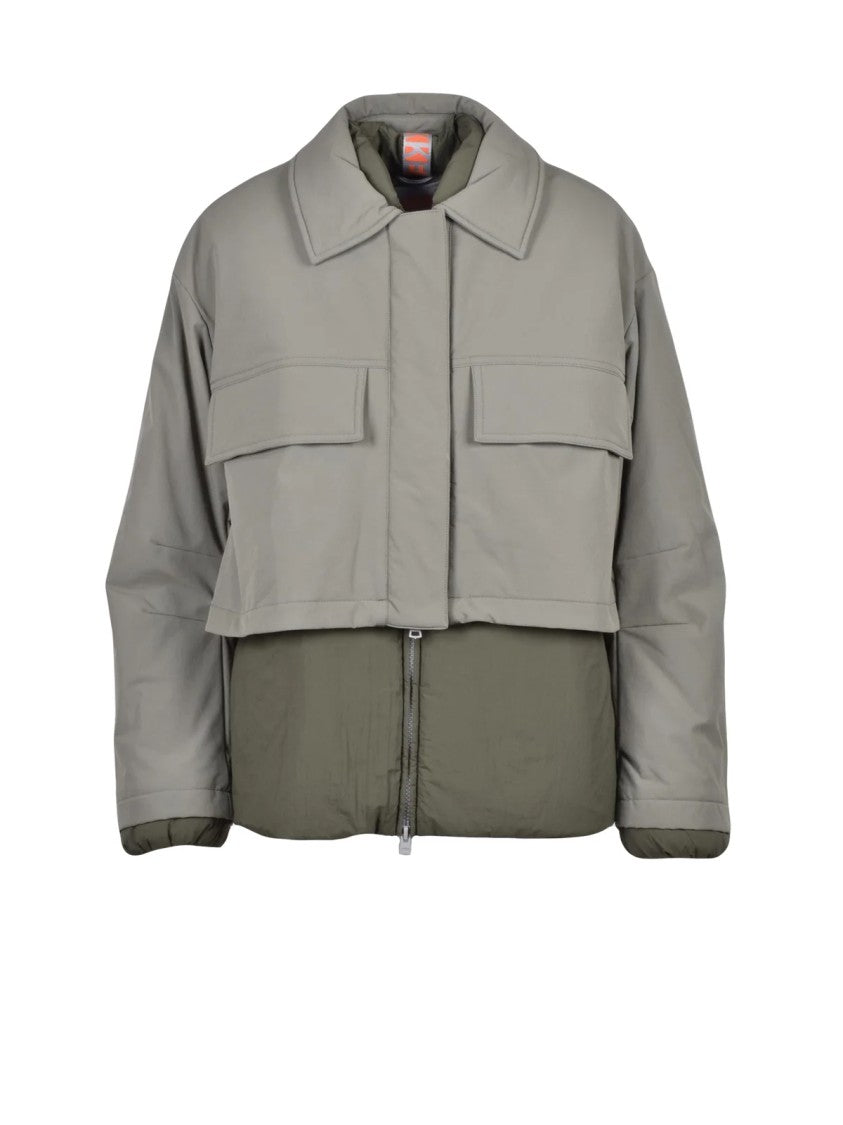 Dekker Sage Green Cropped Padded Polyamide-Blend Coat