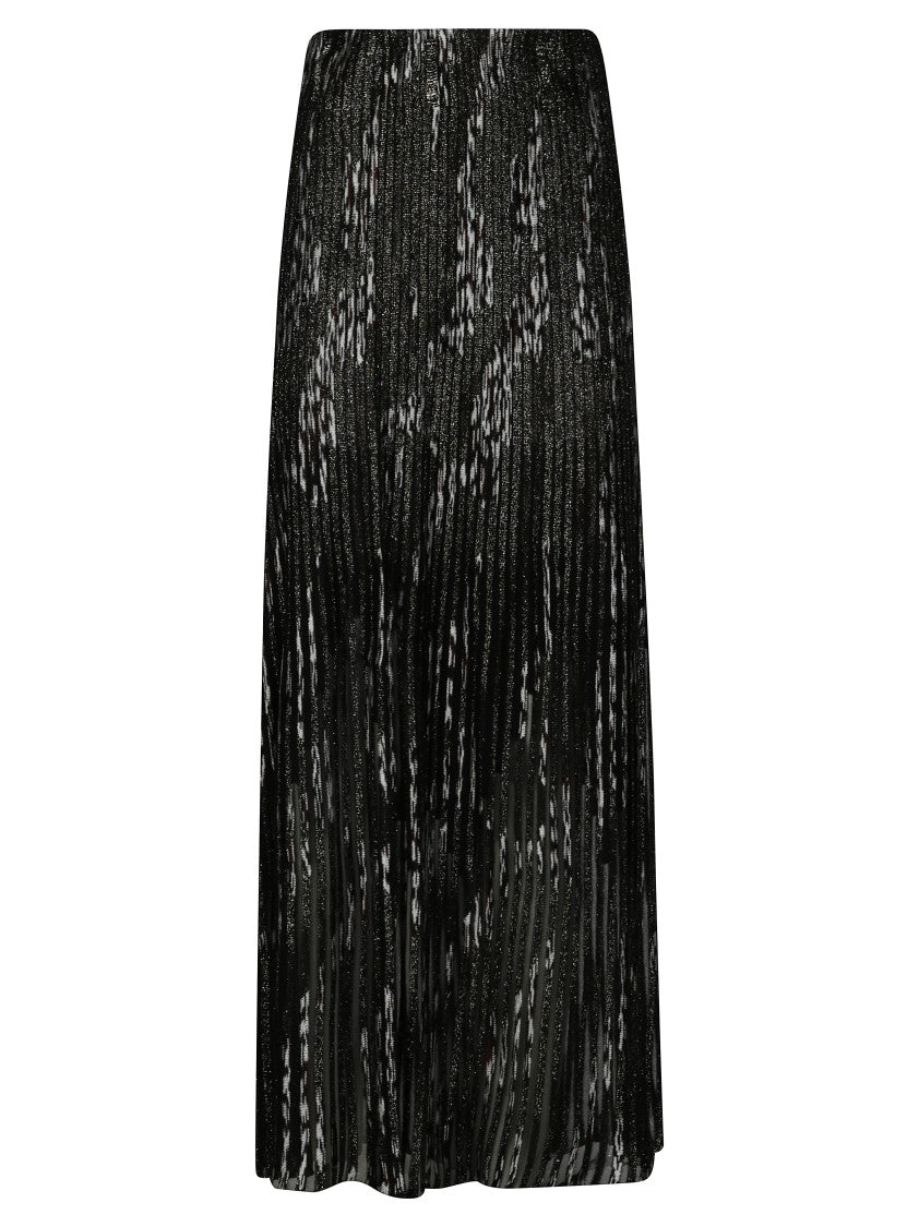Missoni Pleated Long Skirt With Shimmering Texture And Dynamic Pattern