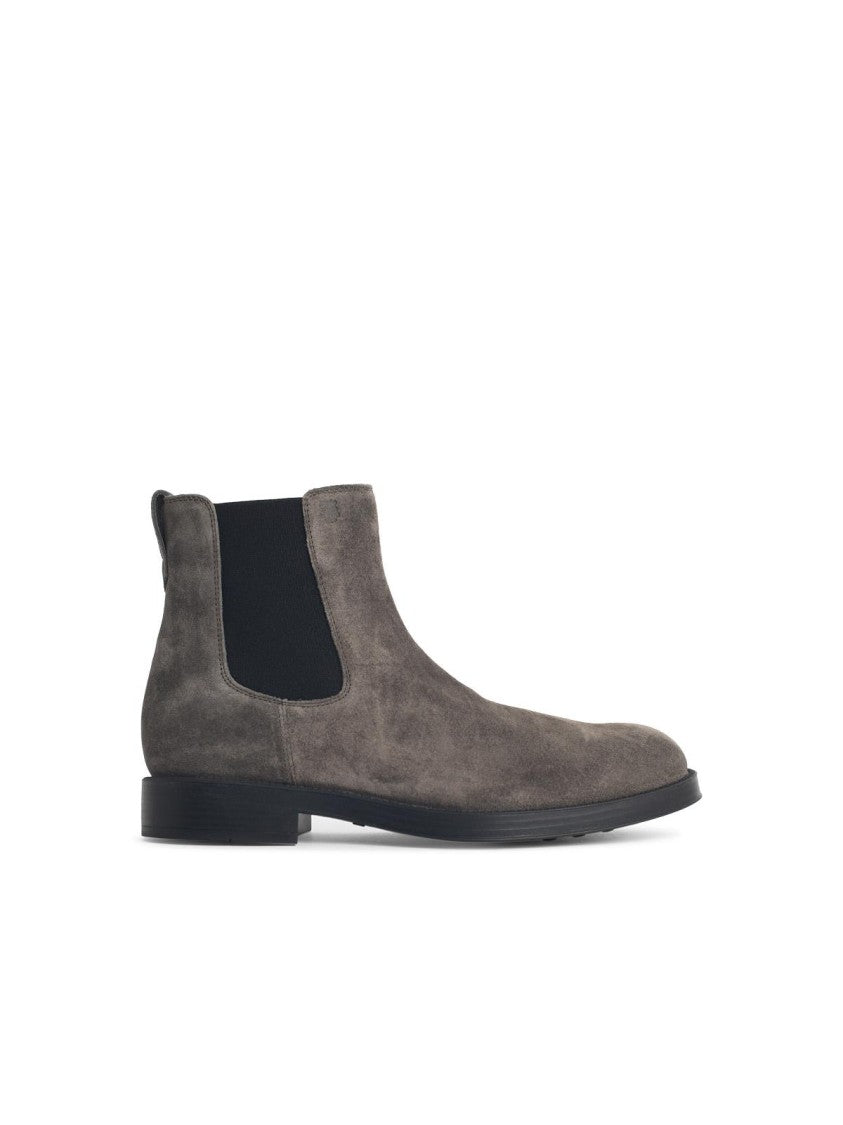 Tod's 'Chelsea' Grey Suede Leather Ankle Boots