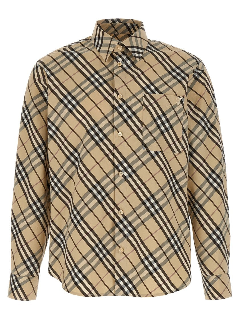Burberry Check-Print Cotton Poplin Shirt With Classic Collar