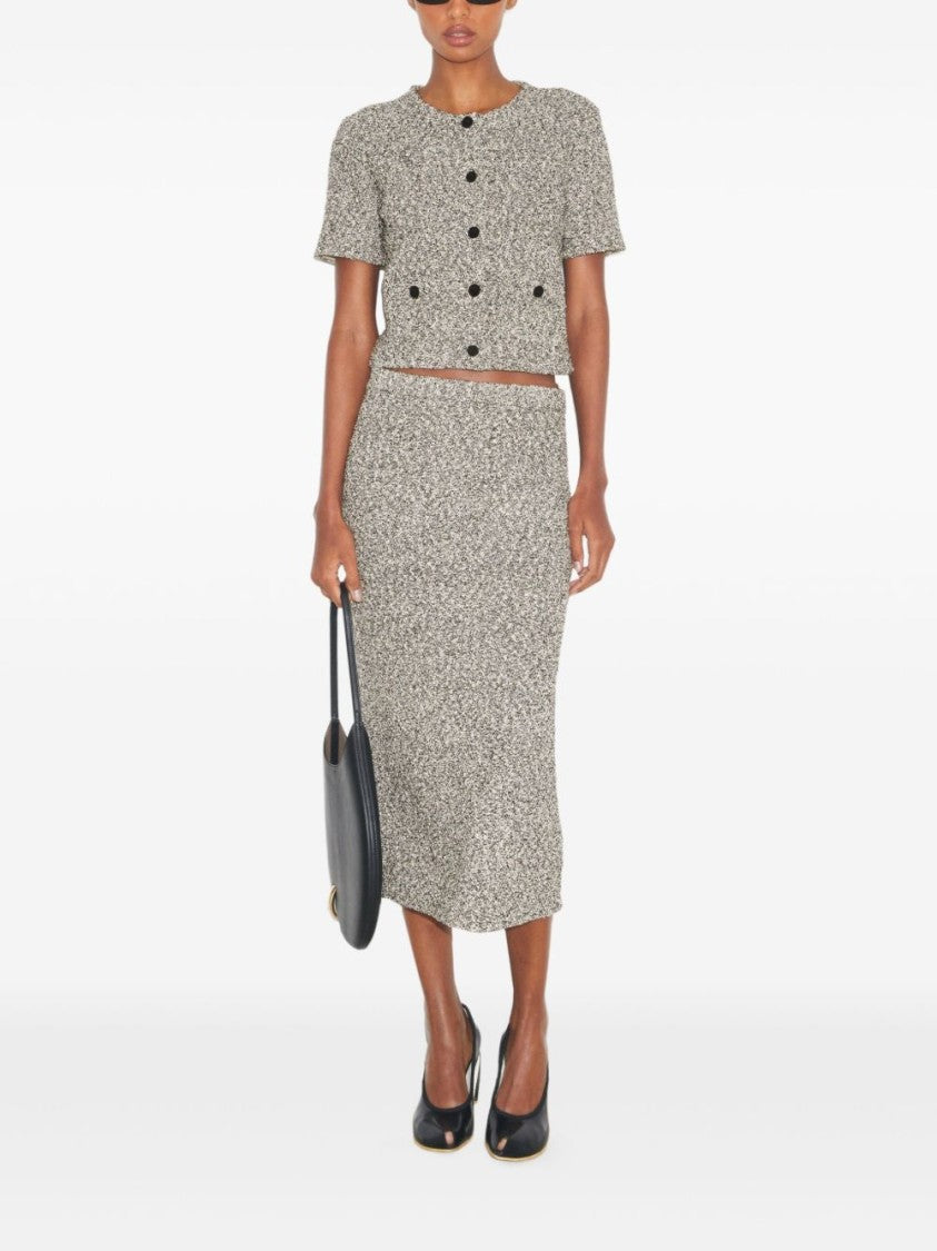 Tory Burch Fitted Grey Skirt With Textured Speckled Fabric