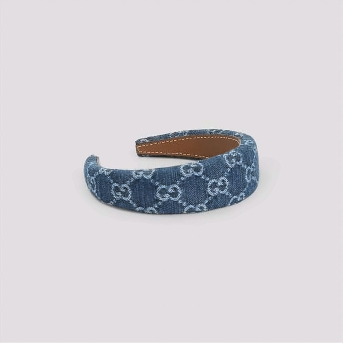 Gucci Denim Padded Headband With Interlocking G Pattern