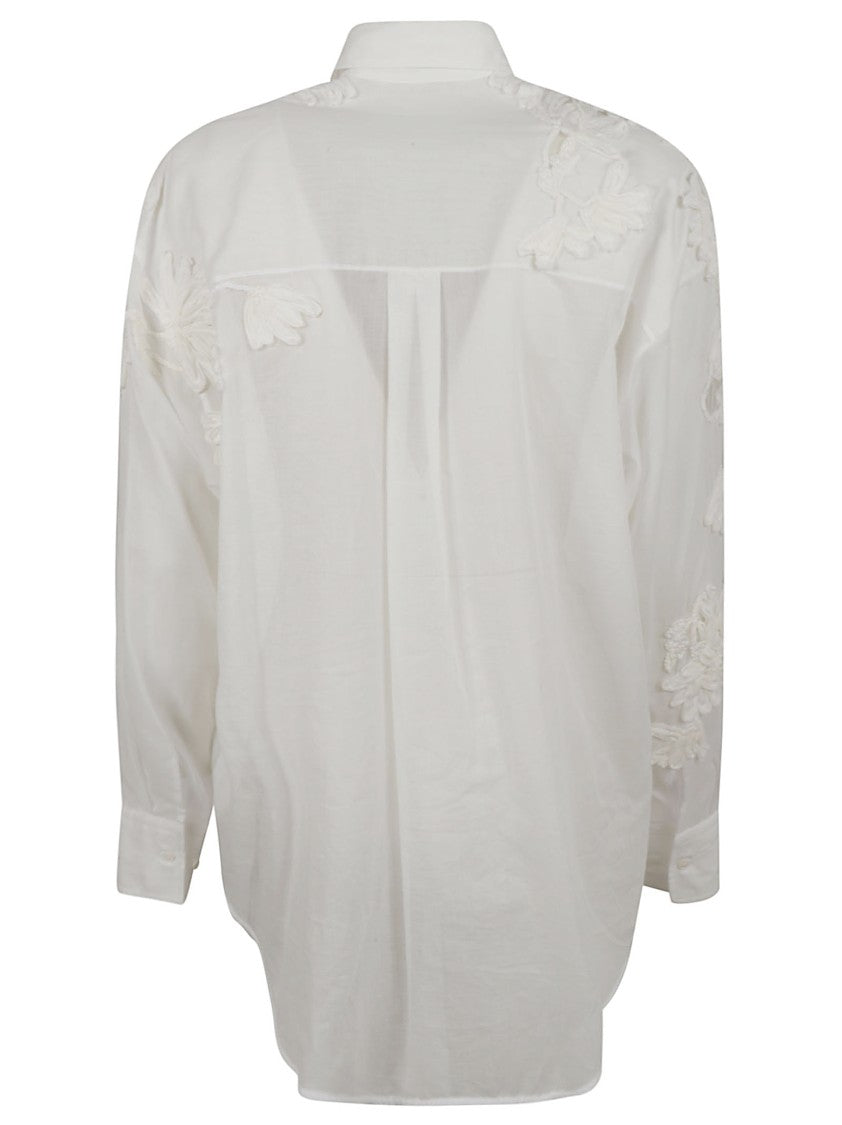 Ermanno Scervino White Embroidered Shirt With Floral Detailing