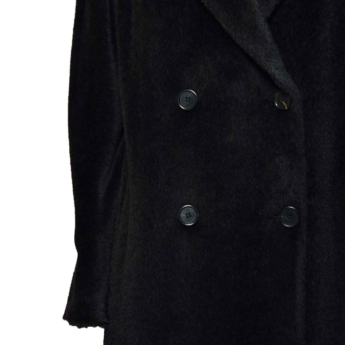 Max Mara Double-Breasted Black Midi Coat In Alpaca