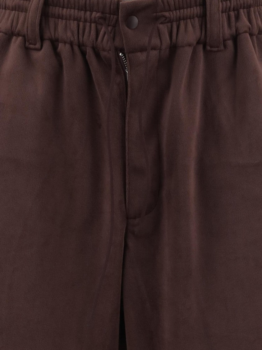 Y-3 Bordeaux Embroidered Logo Stretch Velvet Pants