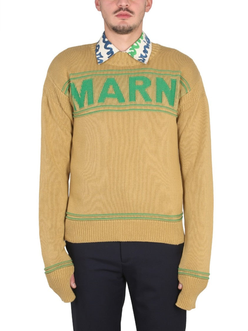 Marni Cross-Neck Knit Sweatshirt