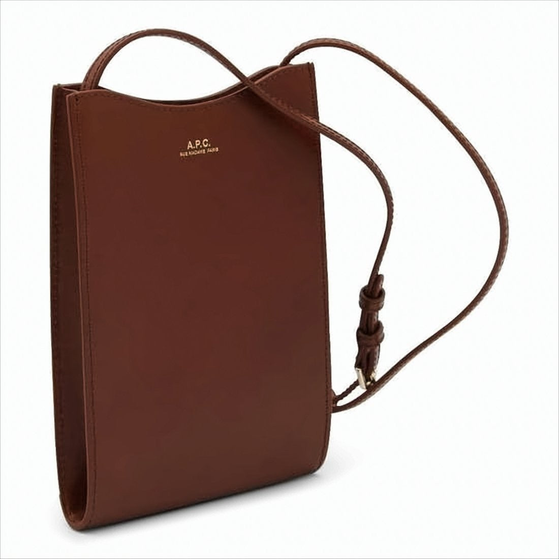 A.P.C. Rectangular Brown Leather Shoulder Bag