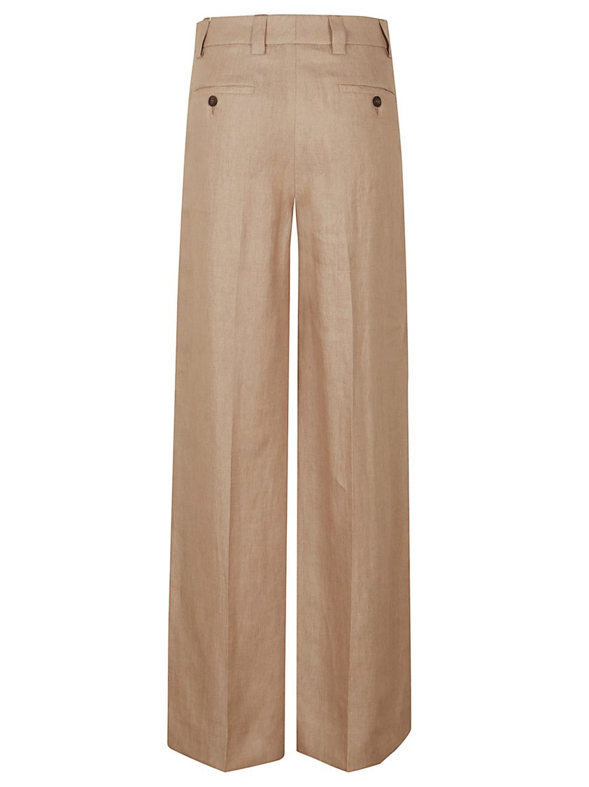 Incotex Wide-Leg Trouser With High Waist In Natural Linen