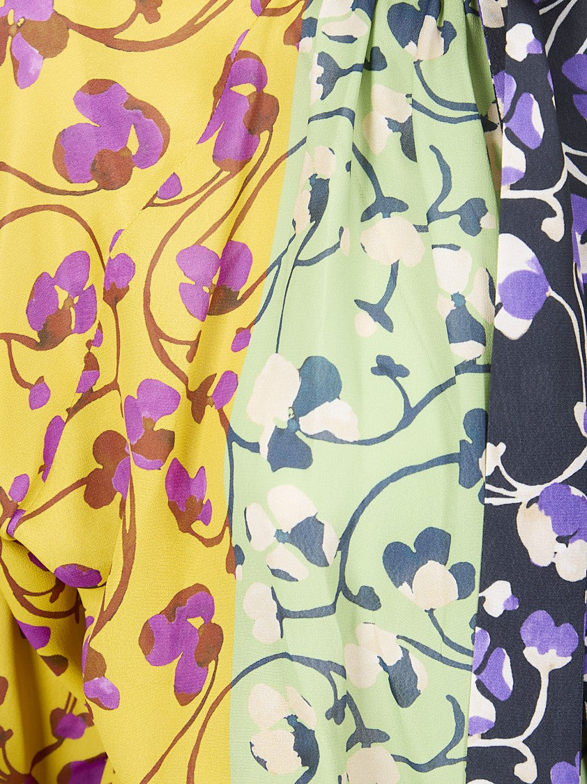 La Double J V-Neck Blouse With High Collar And Embroidery Detail