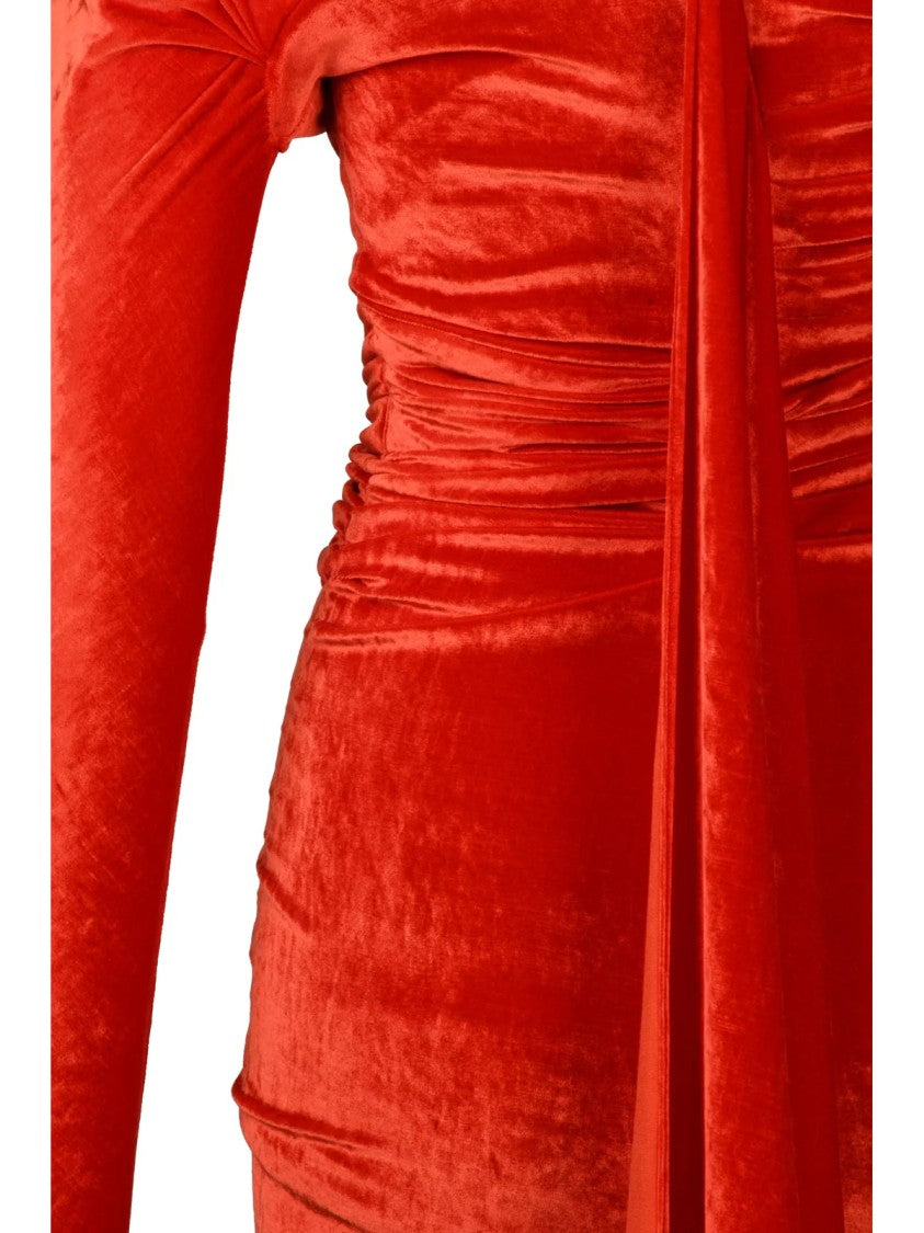 Balenciaga Velvet One-Shoulder Evening Dress With Asymmetrical Draping