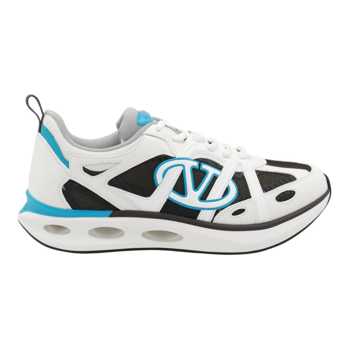 Valentino Garavani Futuristic White Sneakers With Black Mesh Panels