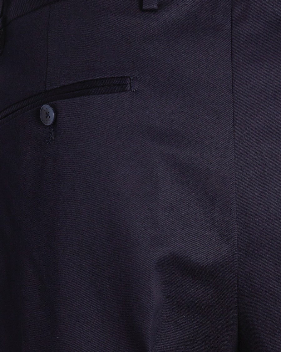Briglia Navy Blue Tailored Cotton Trousers
