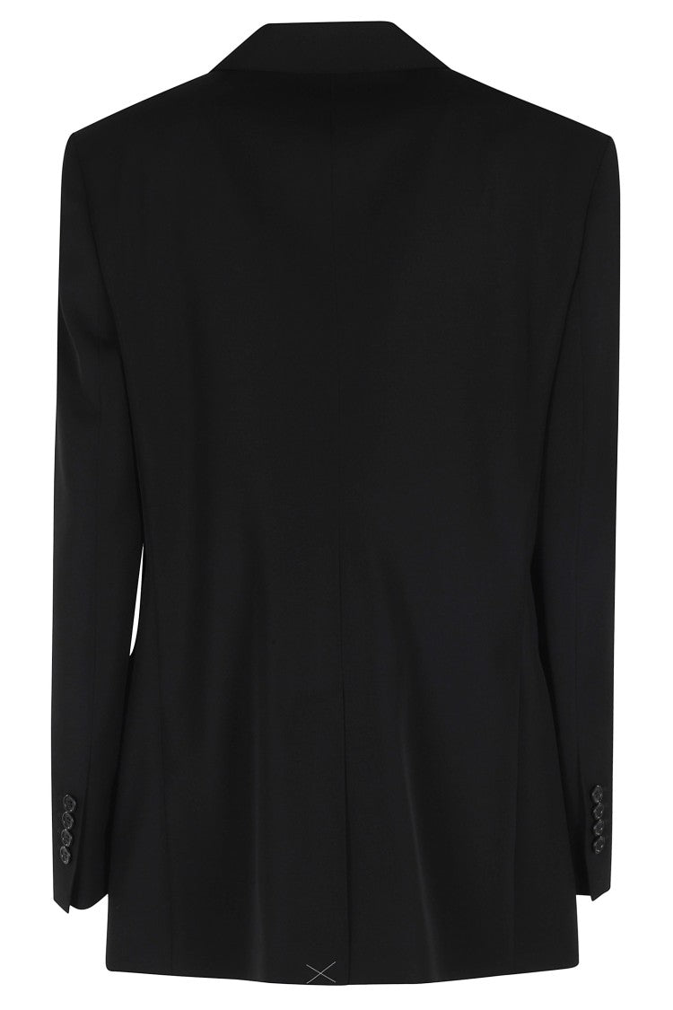 Dolce & Gabbana Black Gabardine Flap-Pockets Single-Breasted Wool Blazer